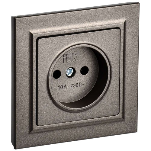 BRITE Розетка 1-местная без заземления без защитных шторок 10А в сб. РСР10-1-0-БрТБ темная бронза IEK BR-R10-10-K45-F, купить в Минске по самой низкой цене