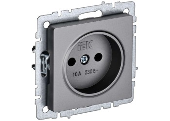 BRITE Розетка 1-местная без заземления без защитных шторок 10А РС10-1-0-БрС сталь IEK BR-R10-10-K46