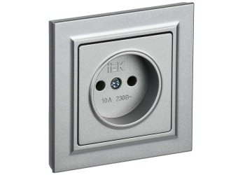BRITE Розетка 1-местная без заземления без защитных шторок 10А в сб. РСР10-1-0-БрА алюминий IEK BR-R10-10-K47-F