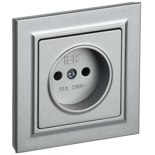 BRITE Розетка 1-местная без заземления без защитных шторок 10А в сб. РСР10-1-0-БрА алюминий IEK BR-R10-10-K47-F, купить в Минске по самой низкой цене