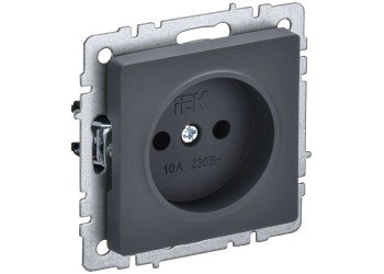 BRITE Розетка 1-местная без заземления без защитных шторок 10А РС10-1-0-БрГ графит IEK BR-R10-10-K53