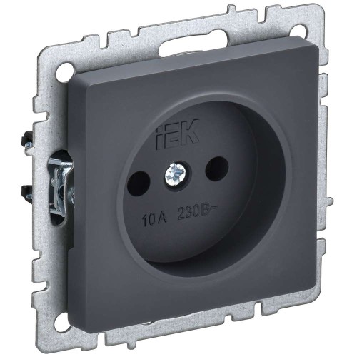 BRITE Розетка 1-местная без заземления без защитных шторок 10А РС10-1-0-БрГ графит IEK BR-R10-10-K53, купить в Минске по самой низкой цене