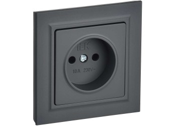 BRITE Розетка 1-местная без заземления без защитных шторок 10А в сб. РСР10-1-0-БрГ графит IEK BR-R10-10-K53-F
