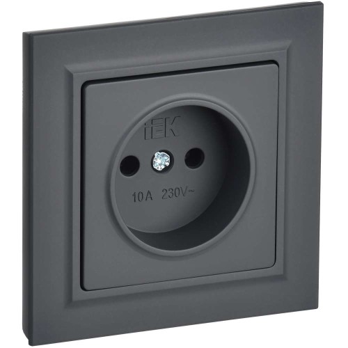 BRITE Розетка 1-местная без заземления без защитных шторок 10А в сб. РСР10-1-0-БрГ графит IEK BR-R10-10-K53-F, купить в Минске по самой низкой цене