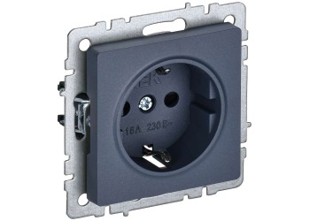 BRITE Розетка 1-местная с заземлением без защитных шторок 16А РС11-1-0-БрМ маренго IEK BR-R11-16-K35