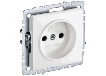 BRITE Розетка 1-местная без заземления с защитными шторками 10А РСш10-2-БрБ белый IEK BR-R13-10-K01