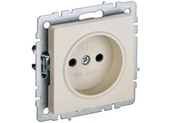 BRITE Розетка 1-местная без заземления с защитными шторками 10А РСш10-2-БрКр бежевый IEK BR-R13-10-K10