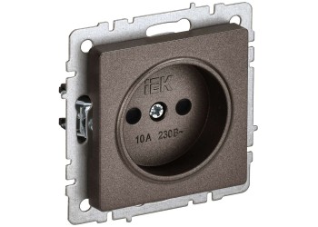 BRITE Розетка 1-местная без заземления с защитными шторками 10А РСш10-2-БрТБ темная бронза IEK BR-R13-10-K45