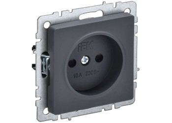 BRITE Розетка 1-местная без заземления с защитными шторками 10А РСш10-2-БрГ графит IEK BR-R13-10-K53