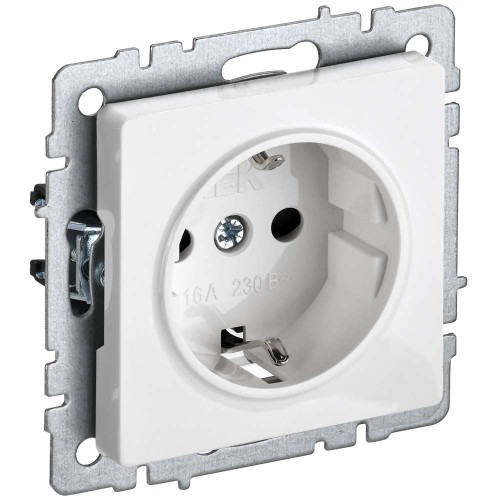 BRITE Розетка 1-местная с заземлением с защитными шторками 16А РС14-1-0-БрБ белый BR-R14-16-K01-PRO, купить в Минске по самой низкой цене