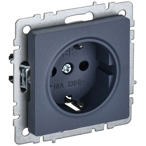 BRITE Розетка 1-местная с заземлением с защитными шторками 16А РС14-1-0-БрМ маренго IEK BR-R14-16-K35, купить в Минске по самой низкой цене