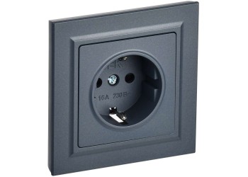 BRITE Розетка 1-местная с заземлением с защитными шторками 16А в сборе РСР14-1-0-БрМ маренго IEK BR-R14-16-K35-F