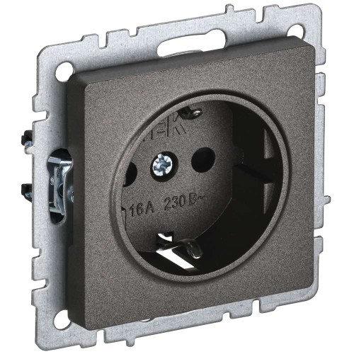 BRITE Розетка 1-местная с заземлением с защитными шторками 16А РС14-1-0-БрТБ темная бронза IEK BR-R14-16-K45, купить в Минске по самой низкой цене
