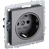 BRITE Розетка 1-местная с заземлением с защитными шторками 16А РС14-1-0-БрС сталь IEK BR-R14-16-K46, купить в Минске по самой низкой цене