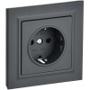 BRITE Розетка 1-местная с заземлением с защитными шторками 16А в сборе РСР14-1-0-БрГ графит IEK BR-R14-16-K53-F, купить в Минске по самой низкой цене