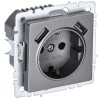 BRITE Розетка 1-местная с заземлением с защитными шторками 16А с USB A+A 5В 2,1А РЮш10-1-БрС сталь IEK BR-R14-16-U21-D21-K46, купить в Минске по самой низкой цене