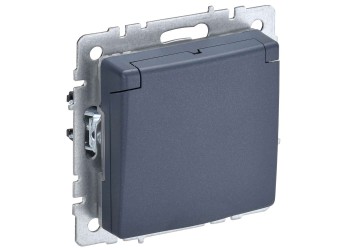 BRITE Розетка 1-местная с заземлением с защитными шторками и крышкой 16А IP20 РСбш10-3-БрМ маренго IEK BR-R16-16-K35