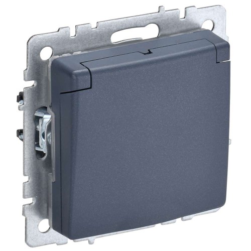 BRITE Розетка 1-местная с заземлением с защитными шторками и крышкой 16А IP20 РСбш10-3-БрМ маренго IEK BR-R16-16-K35, купить в Минске по самой низкой цене