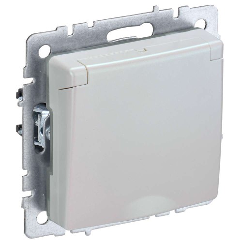 BRITE Розетка 1-местная с заземлением с защитными шторками и крышкой 16А IP20 РСбш10-3-БрЖ жемчуг IEK BR-R16-16-K36, купить в Минске по самой низкой цене