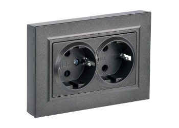 BRITE Розетка 2-местная с заземлением без защитных шторок 16А в сборе РС12-3-БрТБ темная бронза IEK BR-R21-16-K45-F