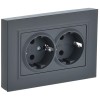 BRITE Розетка 2-местная с заземлением без защитных шторок 16А в сборе РС12-3-БрГ графит IEK BR-R21-16-K53-F, купить в Минске по самой низкой цене