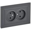 BRITE Розетка 2-местная без заземления с защитными шторками 10А в сборе РСш12-2-БрГ графит IEK BR-R23-10-K53-F, купить в Минске по самой низкой цене