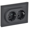 BRITE Розетка 2-местная с заземлением с защитными шторками 16А в сборе РСш12-3-БрГ графит IEK BR-R24-16-K53-F, купить в Минске по самой низкой цене