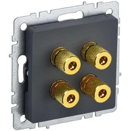 BRITE Аудиорозетка 4-местная РА10-БрГ графит IEK BR-S40-K53, купить в Минске по самой низкой цене