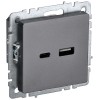 BRITE Розетка USB A+C 18Вт РЮ11-1-БрС сталь IEK BR-U22-018-K46, купить в Минске по самой низкой цене