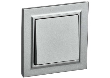 BRITE Выключатель 1-клавишный 10А в сборе ВСР10-1-0-БрА алюминий IEK BR-V10-0-10-K47-F