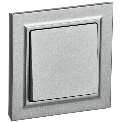 BRITE Выключатель 1-клавишный 10А в сборе ВСР10-1-0-БрА алюминий IEK BR-V10-0-10-K47-F, купить в Минске по самой низкой цене