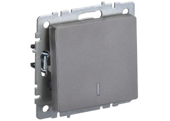 BRITE Выключатель 1-клавишный с индикацией 10А ВС10-1-1-БрС сталь IEK BR-V10-1-10-K46