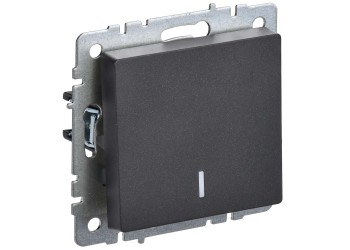 BRITE Выключатель 1-клавишный проходной с индикацией 10А ВС10-1-7-БрЧ черный IEK BR-V12-1-10-K02