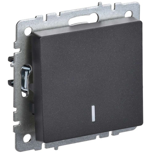 BRITE Выключатель 1-клавишный проходной с индикацией 10А ВС10-1-7-БрЧ черный IEK BR-V12-1-10-K02, купить в Минске по самой низкой цене