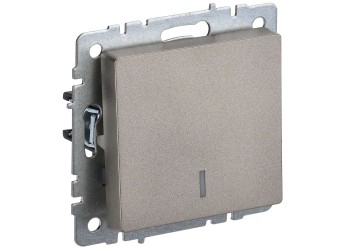 BRITE Выключатель 1-клавишный проходной с индикацией 10А ВС10-1-7-БрШ шампань IEK BR-V12-1-10-K37