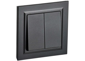 BRITE Выключатель 2-клавишный 10А в сборе ВСР10-2-0-БрЧ черный IEK BR-V20-0-10-K02-F