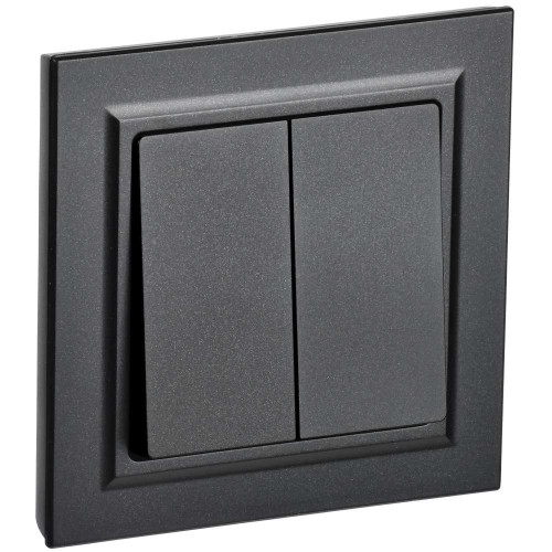 BRITE Выключатель 2-клавишный 10А в сборе ВСР10-2-0-БрЧ черный IEK BR-V20-0-10-K02-F, купить в Минске по самой низкой цене