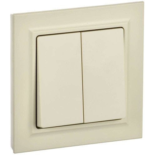 BRITE Выключатель 2-клавишный 10А в сборе ВСР10-2-0-БрКр бежевый IEK BR-V20-0-10-K10-F, купить в Минске по самой низкой цене