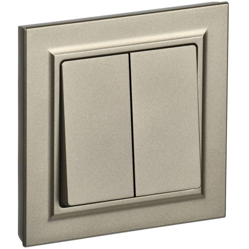 BRITE Выключатель 2-клавишный 10А в сборе ВСР10-2-0-БрШ шампань IEK BR-V20-0-10-K37-F, купить в Минске по самой низкой цене