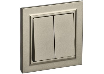 BRITE Выключатель 2-клавишный 10А в сборе ВСР10-2-0-БрШ шампань IEK BR-V20-0-10-K37-F