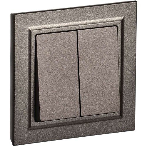 BRITE Выключатель 2-клавишный 10А в сборе ВСР10-2-0-БрТБ темная бронза IEK BR-V20-0-10-K45-F, купить в Минске по самой низкой цене