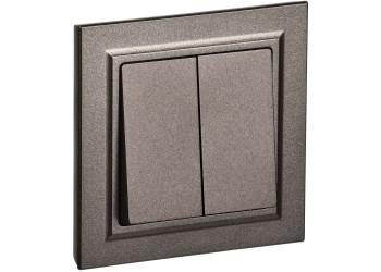 BRITE Выключатель 2-клавишный 10А в сборе ВСР10-2-0-БрТБ темная бронза IEK BR-V20-0-10-K45-F