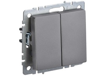 BRITE Выключатель 2-клавишный 10А ВС10-2-0-БрС сталь IEK BR-V20-0-10-K46