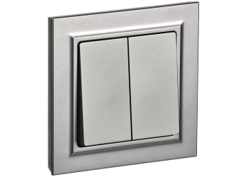 BRITE Выключатель 2-клавишный 10А в сборе ВСР10-2-0-БрС сталь IEK BR-V20-0-10-K46-F