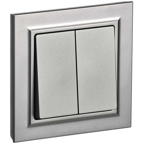 BRITE Выключатель 2-клавишный 10А в сборе ВСР10-2-0-БрС сталь IEK BR-V20-0-10-K46-F, купить в Минске по самой низкой цене