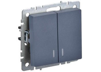 BRITE Выключатель 2-клавишный с индикацией 10А ВС10-2-1-БрМ маренго IEK BR-V20-1-10-K35