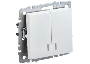 BRITE Выключатель 2-клавишный с индикацией 10А ВС10-2-1-БрЖ жемчуг IEK BR-V20-1-10-K36