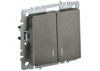 BRITE Выключатель 2-клавишный с индикацией 10А ВС10-2-1-БрТБ темная бронза IEK BR-V20-1-10-K45