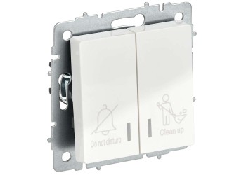 BRITE Выключатель 2-клавишный с индикацией для отелей 10А ВС10-2-9-БрБ белый IEK BR-V20-2-10-K01
