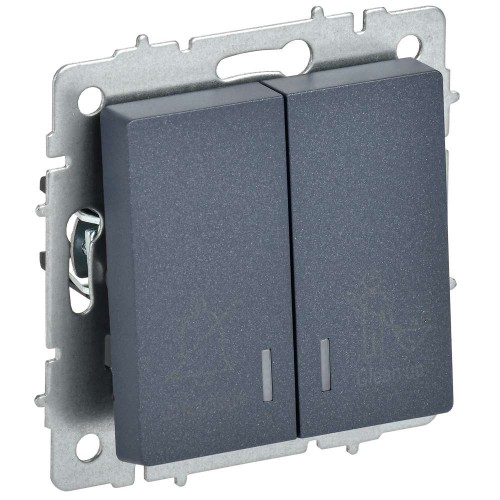 BRITE Выключатель 2-клавишный с индикацией для отелей 10А ВС10-2-9-БрМ маренго IEK BR-V20-2-10-K35, купить в Минске по самой низкой цене